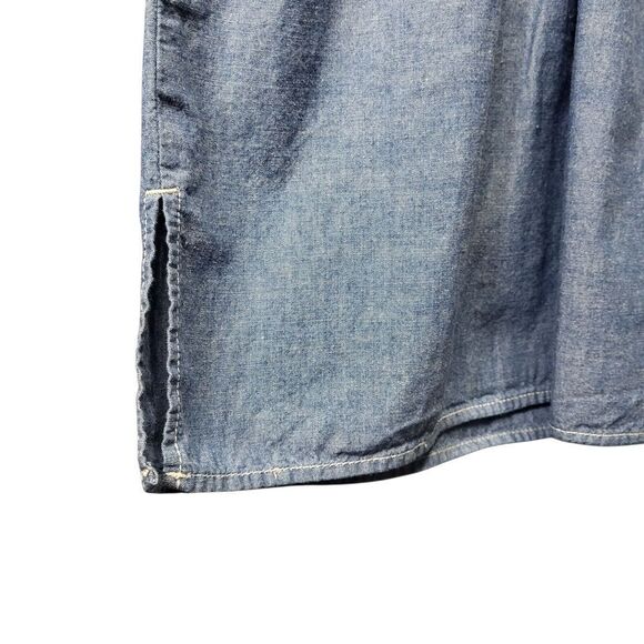 Tory Burch Blue Chambray Ruffle Collar Shirt Dress - Size XS - Picture 10 of 14